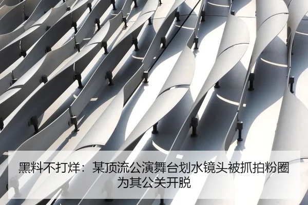 黑料不打烊：某顶流公演舞台划水镜头被抓拍粉圈为其公关开脱